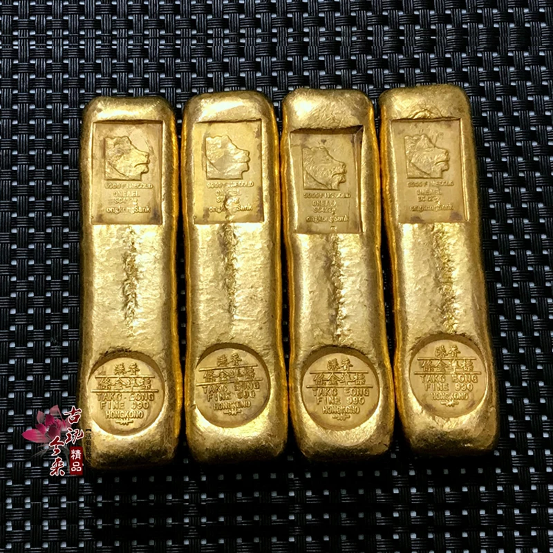 Гонконгская длинная голова льва позолоченный золотой слиток домашний Декор