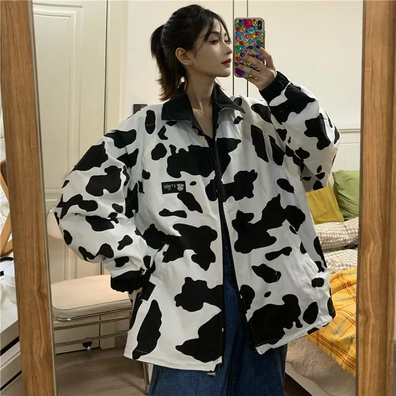 

2021 Spring and Autumn New Style Students Wear Cow Jacket on Both Sides, Loose Street Fashion Men and Women Leisure