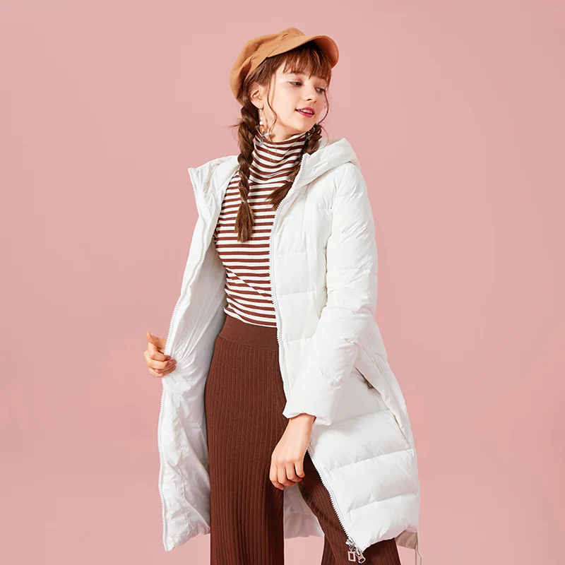 

Semir Down Jacket Female Winter Fashion Long Warm Jacket Windproof Long Hooded Thicken Winter Coat For Women