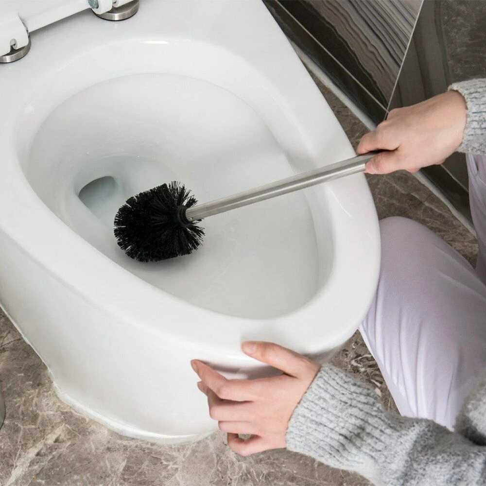 

2pcs Replacement Stainless Steel Bathroom Toilets Cleaning Brush Head Holders Long Handle Home Cleaning Tool