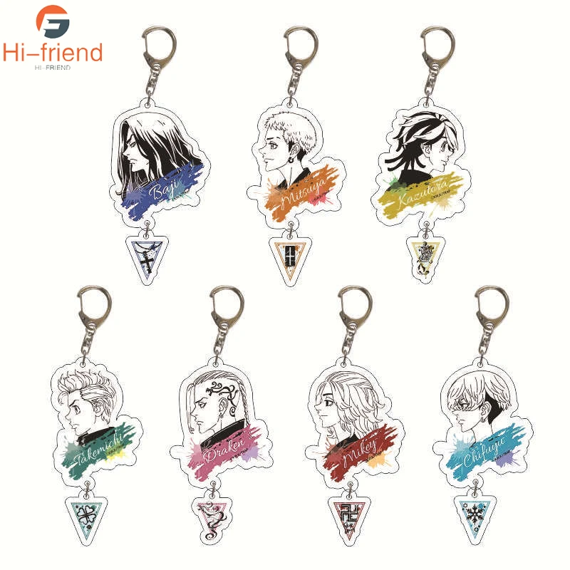

20Pcs/Lot Tokyo Revengers Anime Cosplay Keychain Takemichi Hinata Manjiro Ken Atsushi Chibi Cool Bag Key Ring Props
