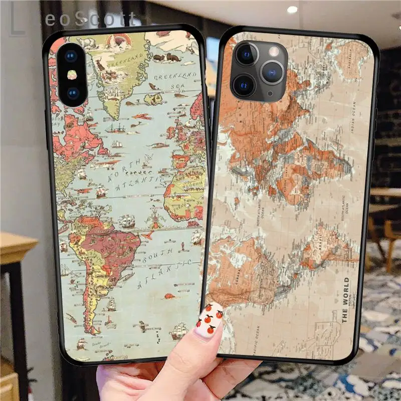

world map color sea Phone Case for iPhone 11 12 pro XS MAX 8 7 6 6S Plus X 5S SE 2020 XR