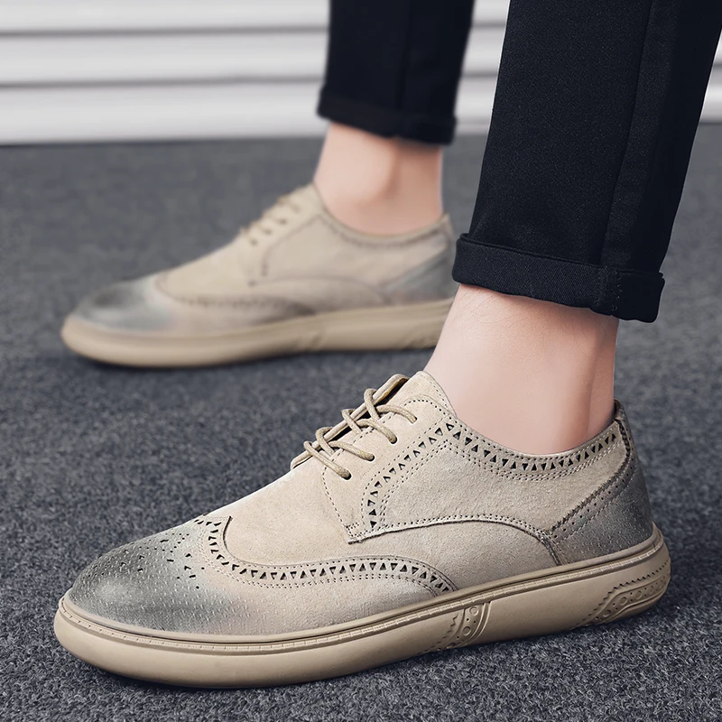 Мужские модельные туфли Итальянская обувь из коровьей замши Модные мужские