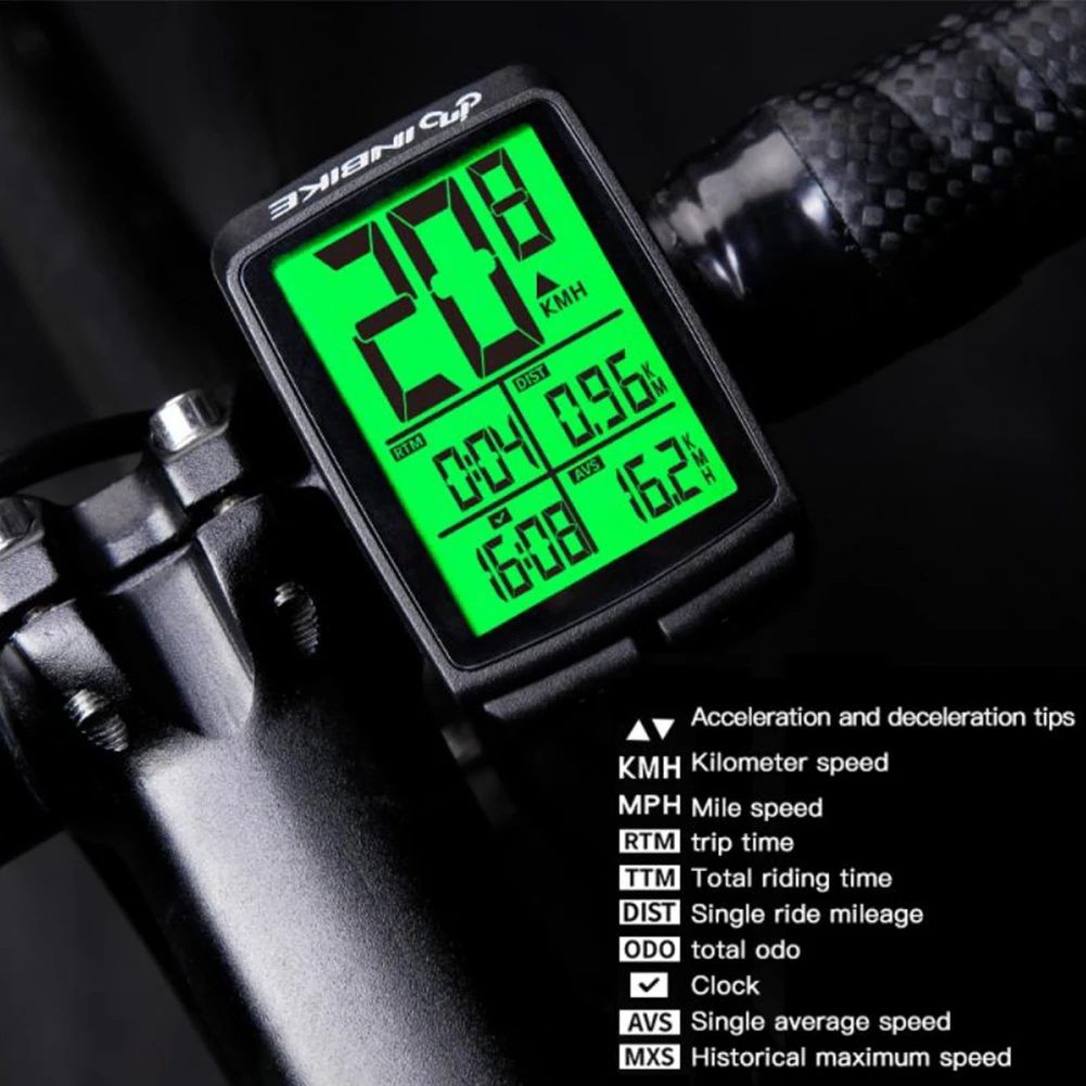 

Bike Bicycle LCD Computer Odometer Speedometer With Backlight Monitor Bikes' Speed Distance And Riding Time Counter Stopwatch