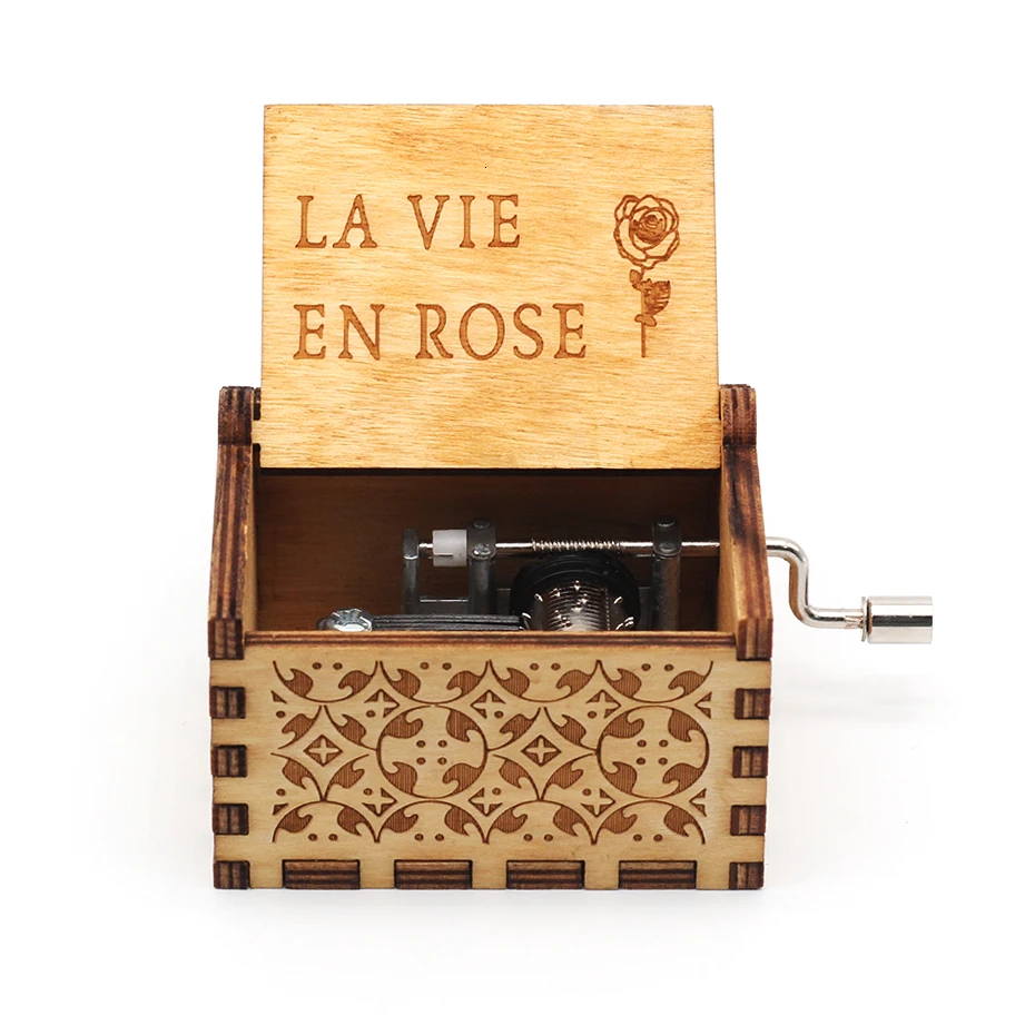 La vie en rose Музыкальная шкатулка Королева Деревянная ручная коленчатая Imagine Джон остров принцесса Игра престолов коробка Звездные войны подарки на Рождество и день рождения подарок - Цвет: La vie en rose