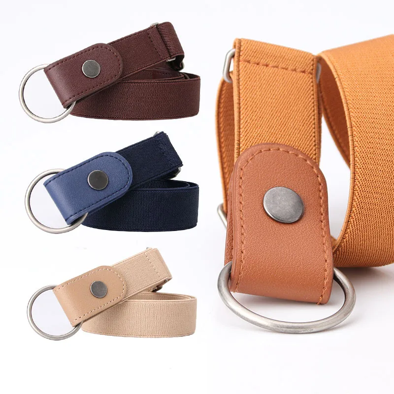 Buckle-free Elastic Invisible Belt for Jeans Genuine Leather Belt Without Buckle Easy Belts Women Men Stretch Cintos No Hassle