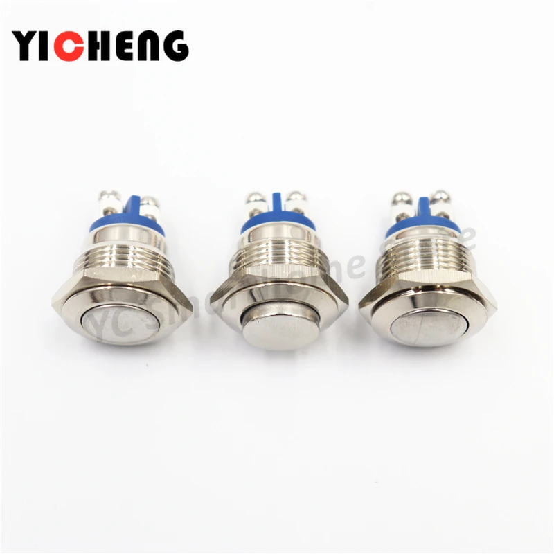 

1Pcs 16mm waterproof stainless steel ball instant 2 screw on push button switch Self-reset