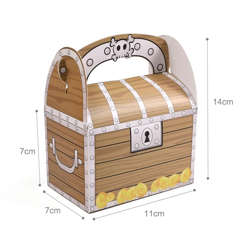 12 шт. маленький пиратский череп сокровище сундук коробка для конфет деревянная