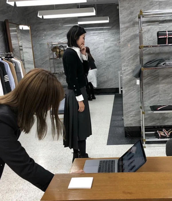 

fashion brand 2021 tb pleated skirt women preppy style Split Mid-calf skirt lady empire A-line skirt gray blue JK Uniform