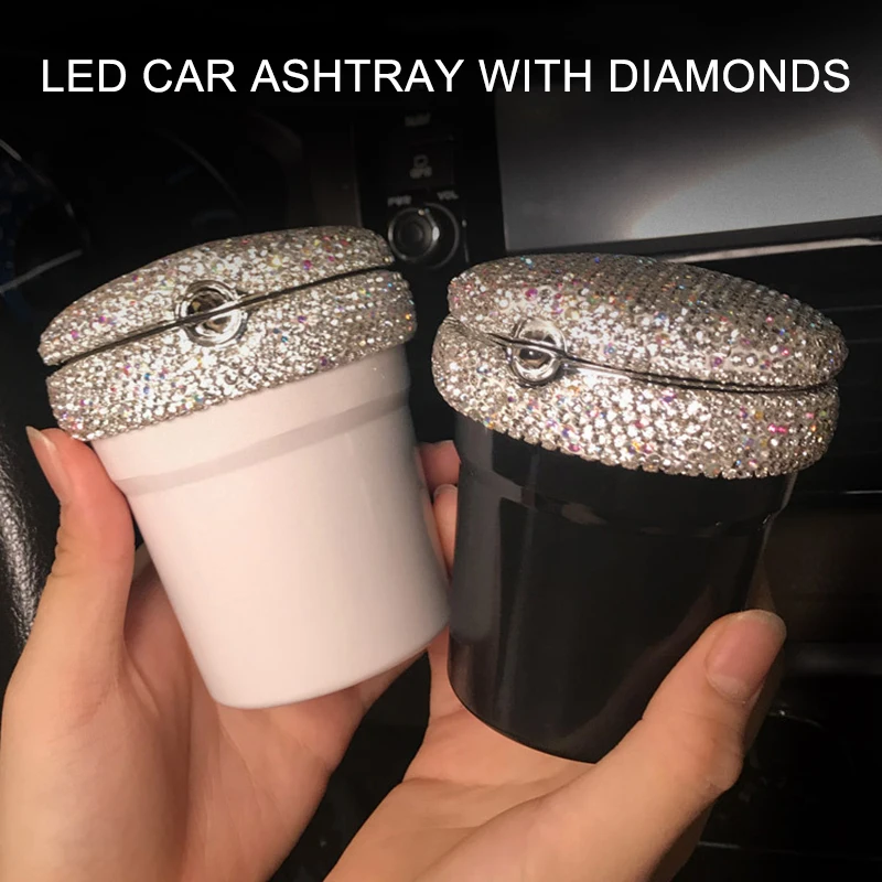 

Portable Car Ashtray Crystal Cigarette Cigar Ashtray Container Ashtray Gas Bottle Smoke Cup Holder Storage Cup Car Supplies