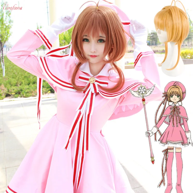 Новый Хэллоуин Cardcaptor Sakura: прозрачная карта Sakura Kinomoto розовое платье косплей