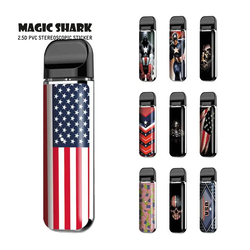 

Fashion Skull Stars USA Flag Bumpy PVC Vape Kit Pod Sticker Case Wrap Flim for Smok Novo