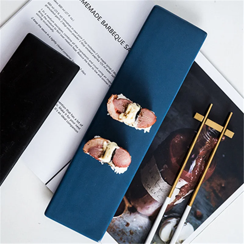 

Rectangular Japanese sushi plate ceramic creative rectangular dish snacks snack plate personality retro tableware set plate