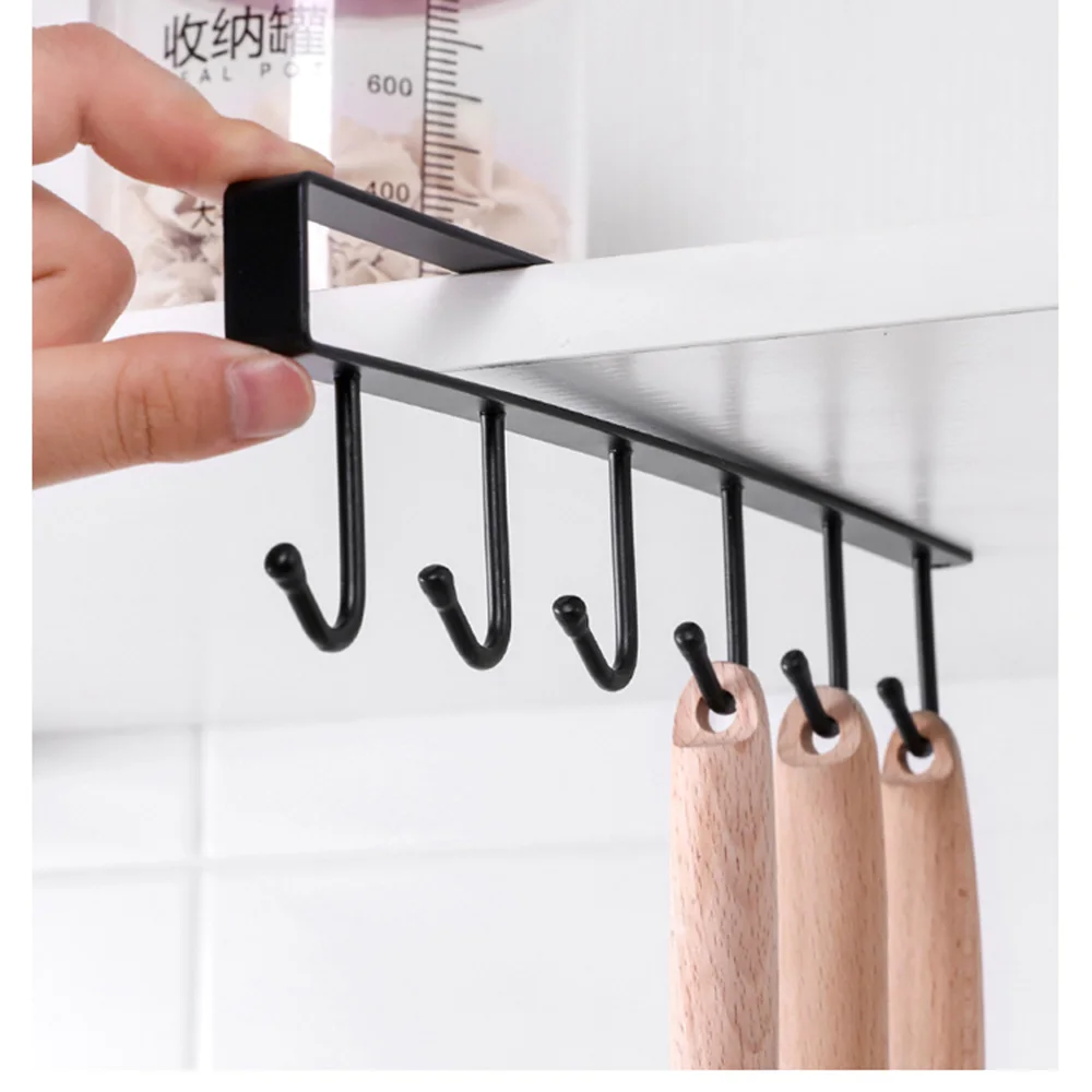 

Kitchen Hanger Iron Hooks Shelf Free Of Punch Rack Multifunction Hanger For Kitchen Gadgets Cabinet Cupboard Dish Organizer