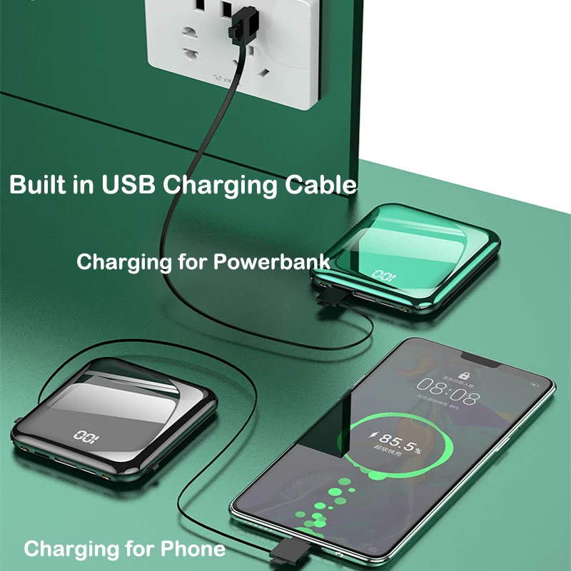 Портативный внешний светодиодный с кабелем Micro USB Type-C 20000 мАч | Мобильные телефоны