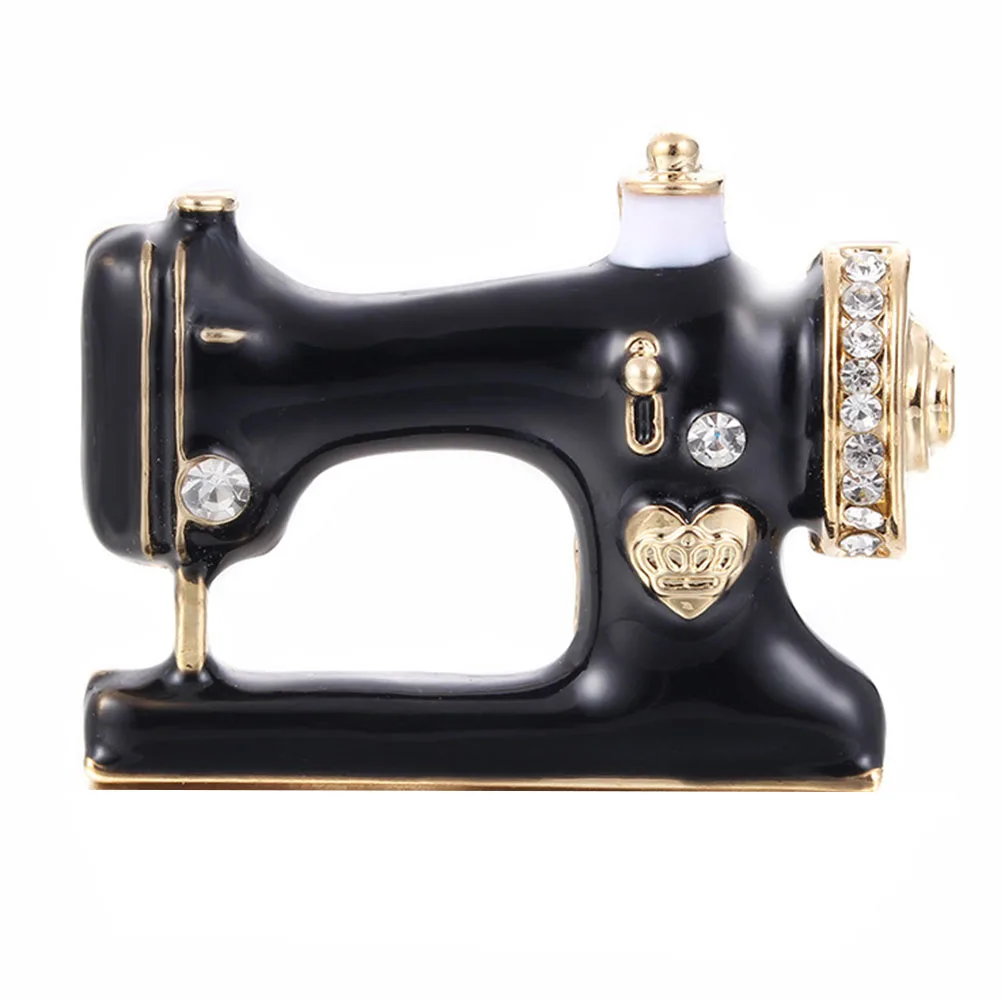

Fashion Sewing Machine Brooches For Women Crystal Luxury Vintage Metal Clothing Enamel Pins Cute Jewelry Accessories Gift
