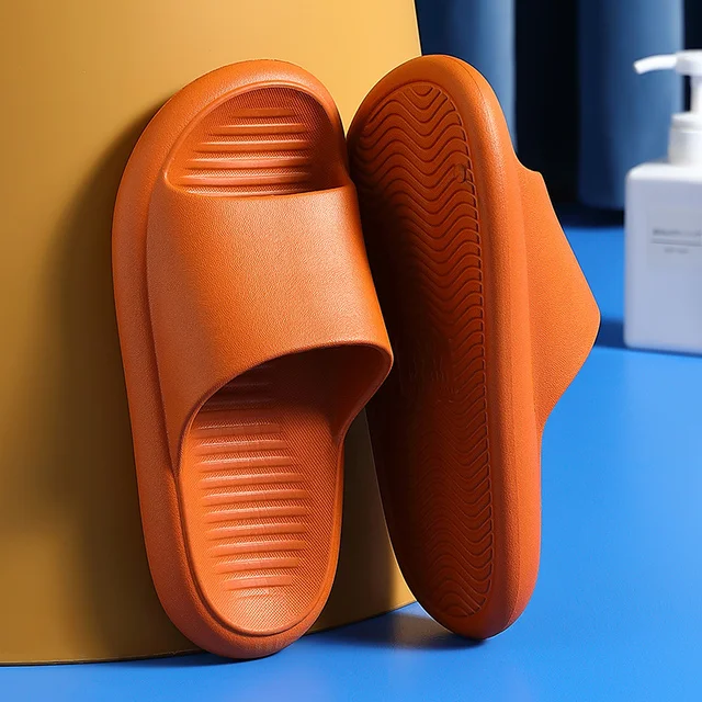 

Men's household indoor slippers soft non-slip comfortable flat bottom simple summer