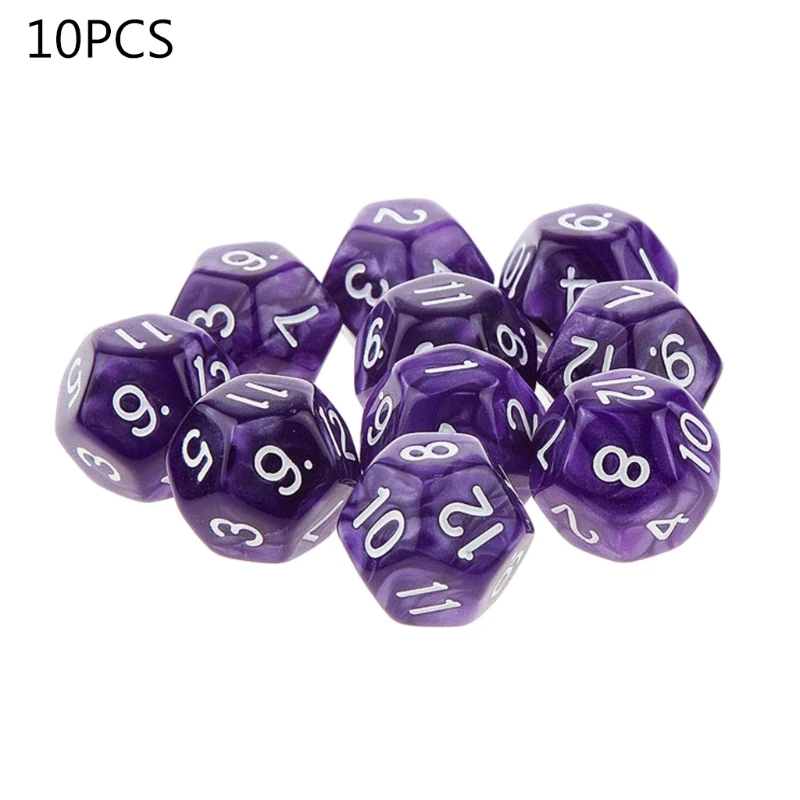 

10pcs 12 Sided Dice D12 Polyhedral Dice Family Party RPG Board Game Accessories XXUF
