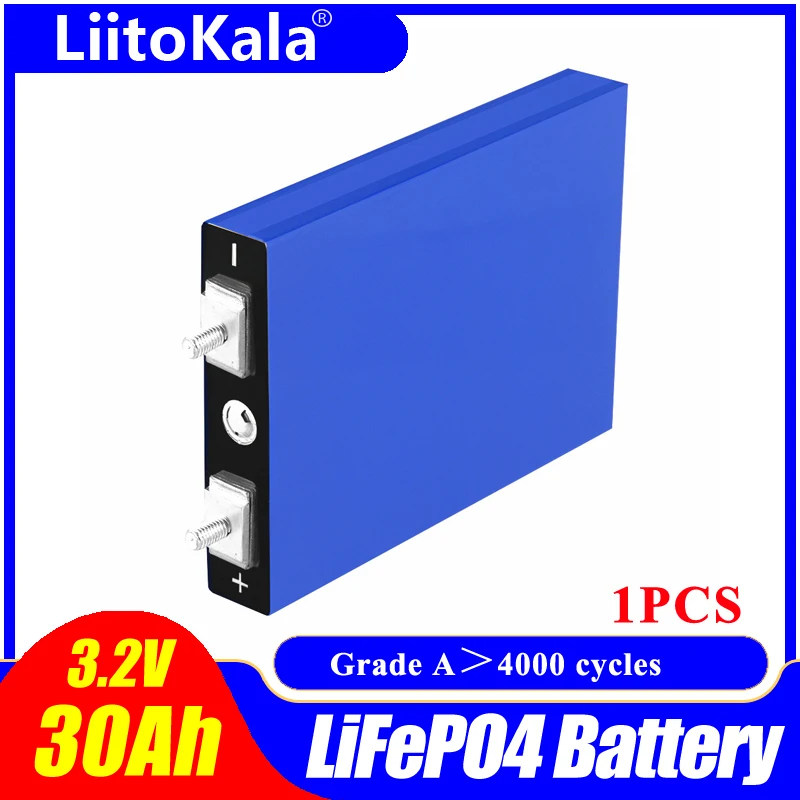 

LiitoKala 3.2V 30Ah Lifepo4 Battery 4S 12.8V Battery pack Lithium Iron Phosphate Battery Pack, Solar Motorcycle Electric Vehicle