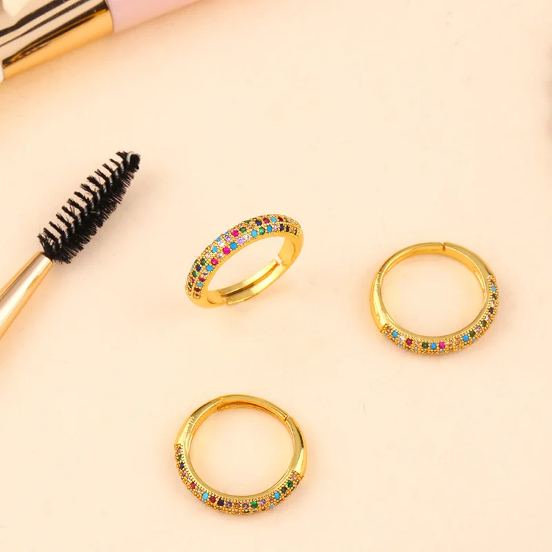 Colorful Crystal Adjustable Ring for Women Creative Gold Color Geometric Open Statement Ladies Fashion Gift Jewelry | Украшения и
