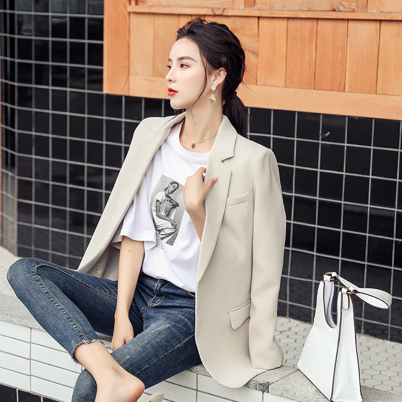 Женский офисный пиджак повседневный однотонный с поясом элегантная уличная
