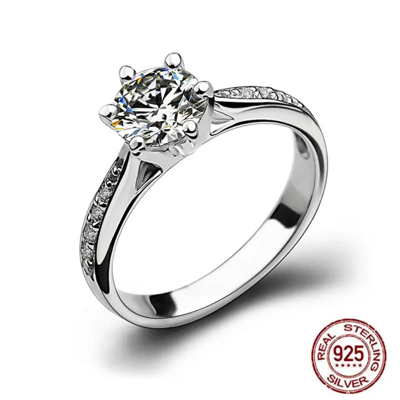 Кольцо из стерлингового серебра 925 пробы 0.6ct классический стиль ювелирное