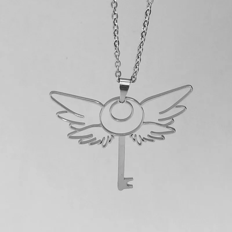 Оптом 10 шт ангел крыло ожерелье из нержавеющей стали ключ с подвеской BFF