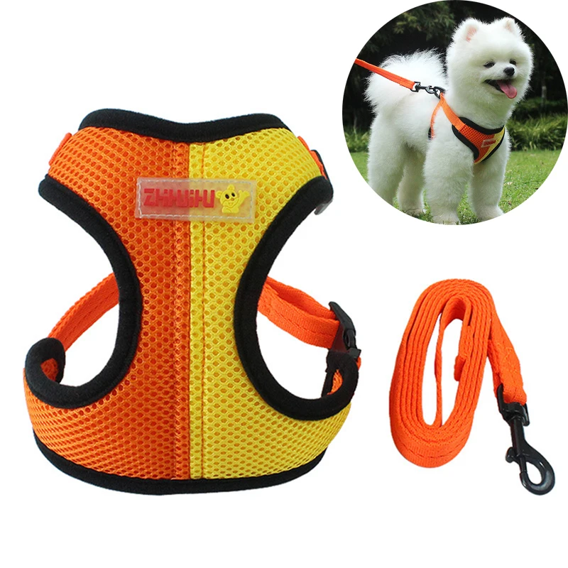 С рисунком собачки и котика шлейка с поводком комплект спасательные
