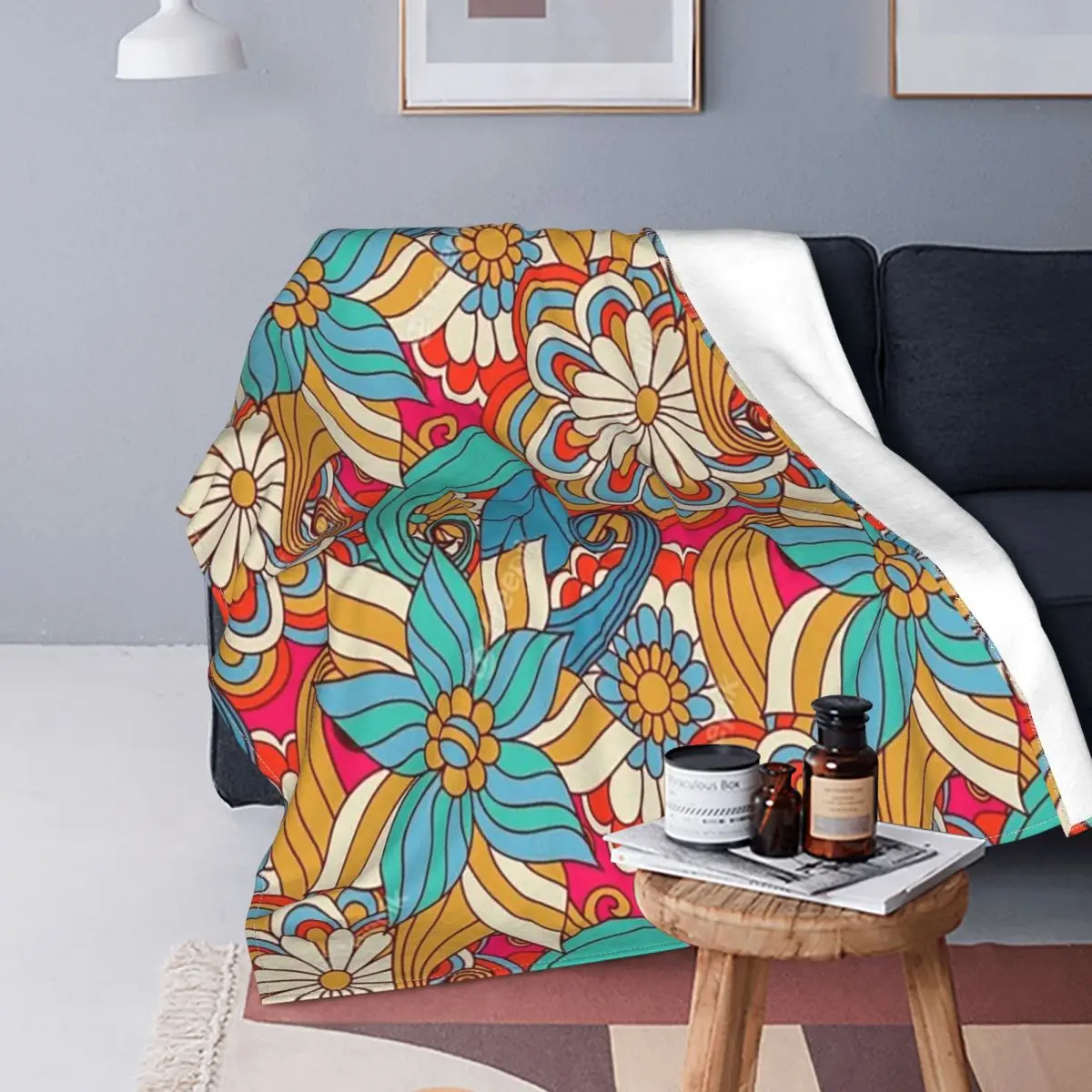 

Colorful Flower Blanket Velvet Spring/Autumn Gorgeous Multifunction Lightweight Throw Blanket for Bedding Couch Quilt