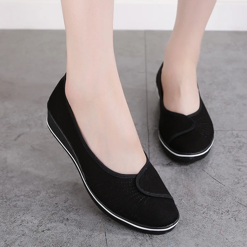Женские лоферы Мягкая парусиновая обувь на плоской подошве без застежки Женская