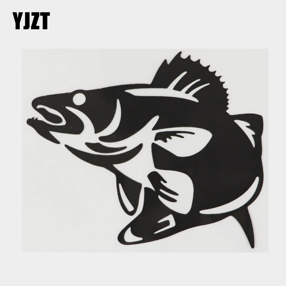 

YJZT 14.2CM×11.9CM Marine Animal Vinyl Fish Decal Car Sticker Black/Silver 18A-0384