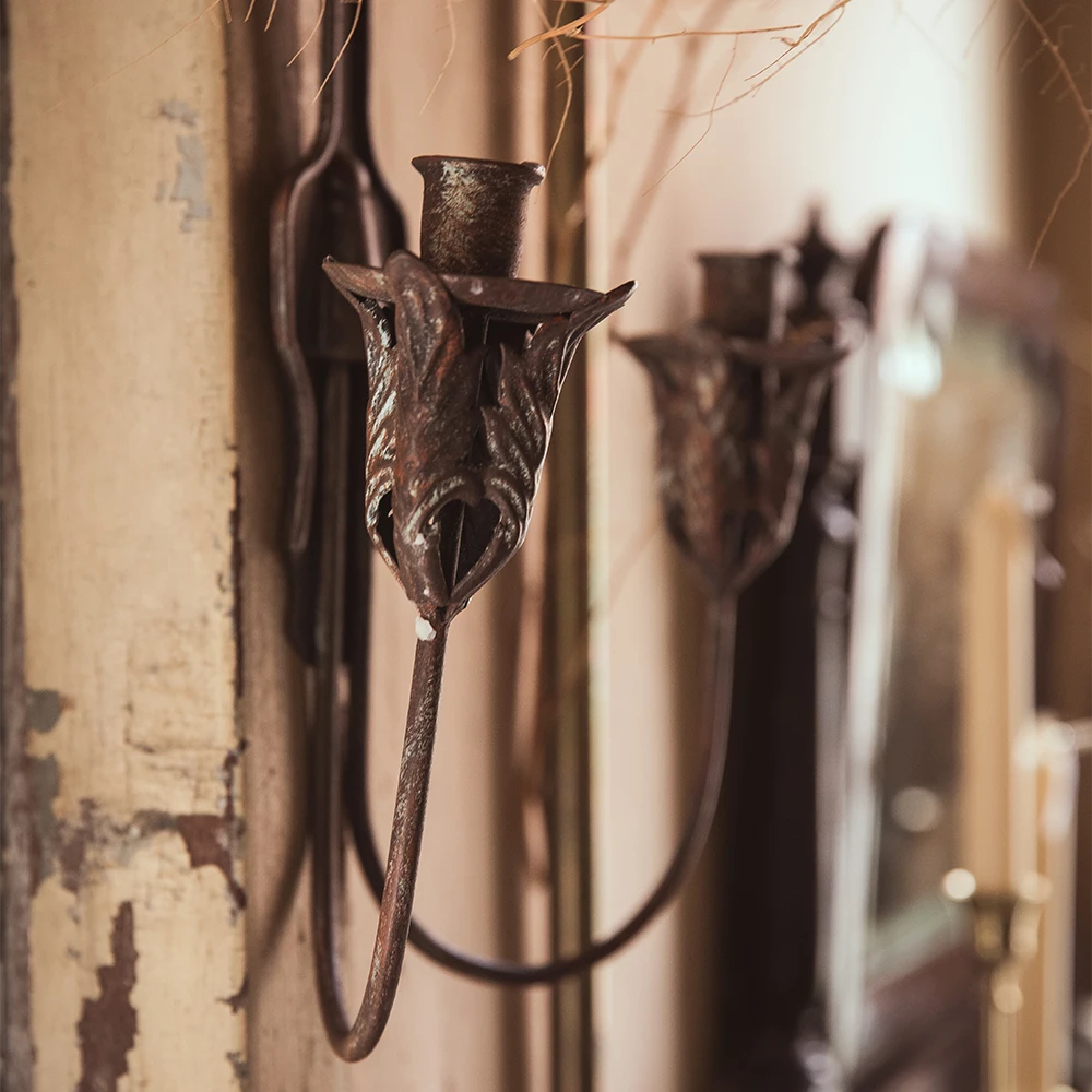 Скандинавский Ретро Старый подсвечник настенный домашний декор железный