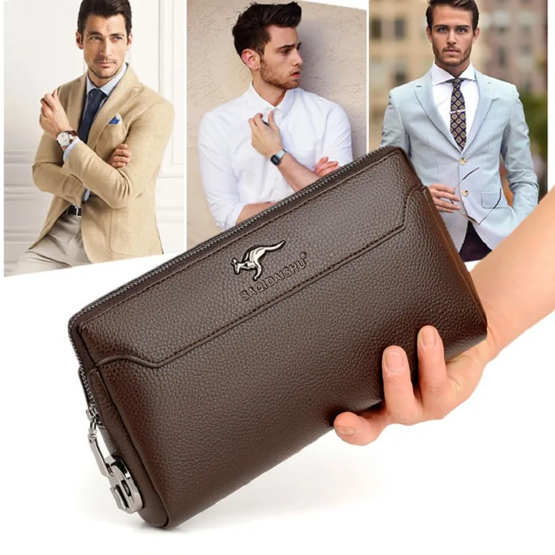 

men's PU hand bag notecase security code lock purse multifunctional wallet leisure business