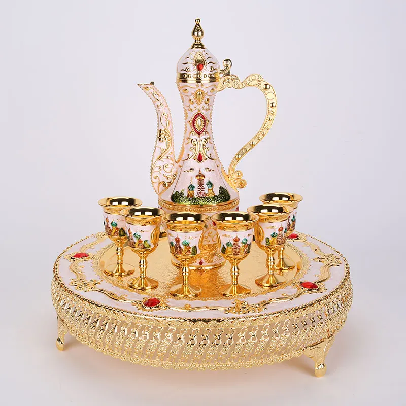 

GY New Color Tin Wine Set Retro Court Enamel Liquor Fair Mug European Wine Set Ornaments