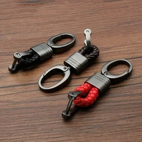 leather rope keychain for car hand woven horseshoe buckle key rings couple auto gift detachable metal luxury key chain