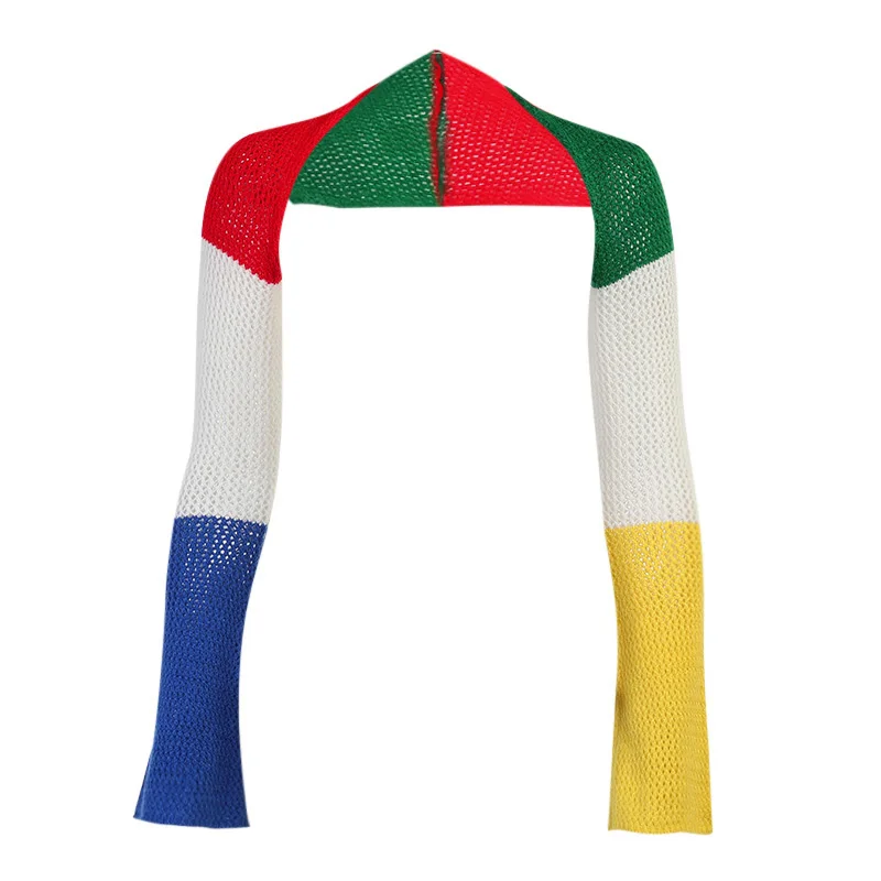 

WannaThis Patchwork Hollow Out Cardigans Long Sleeve Knit Color Crop Top Women's Spring Chic Casual Sexy Korean Cropped Tee 2021