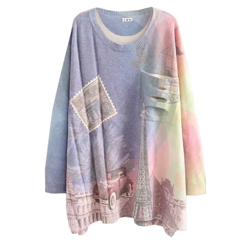 Повседневные свитера размера плюс весенне-осенние женские модные свободные