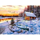 Diy Алмазная картина бревенчатая мозаика вышивка пейзаж 5d набор крестиков полный квадратный круглый сверло снежное украшение AA2435