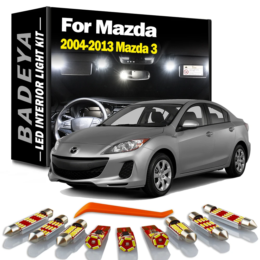 

BADEYA Canbus No Error Auto LED Interior Bulbs Kit For 2004-2012 2013 Mazda 3 Trunk Map Dome License Plate Light Car Lighting