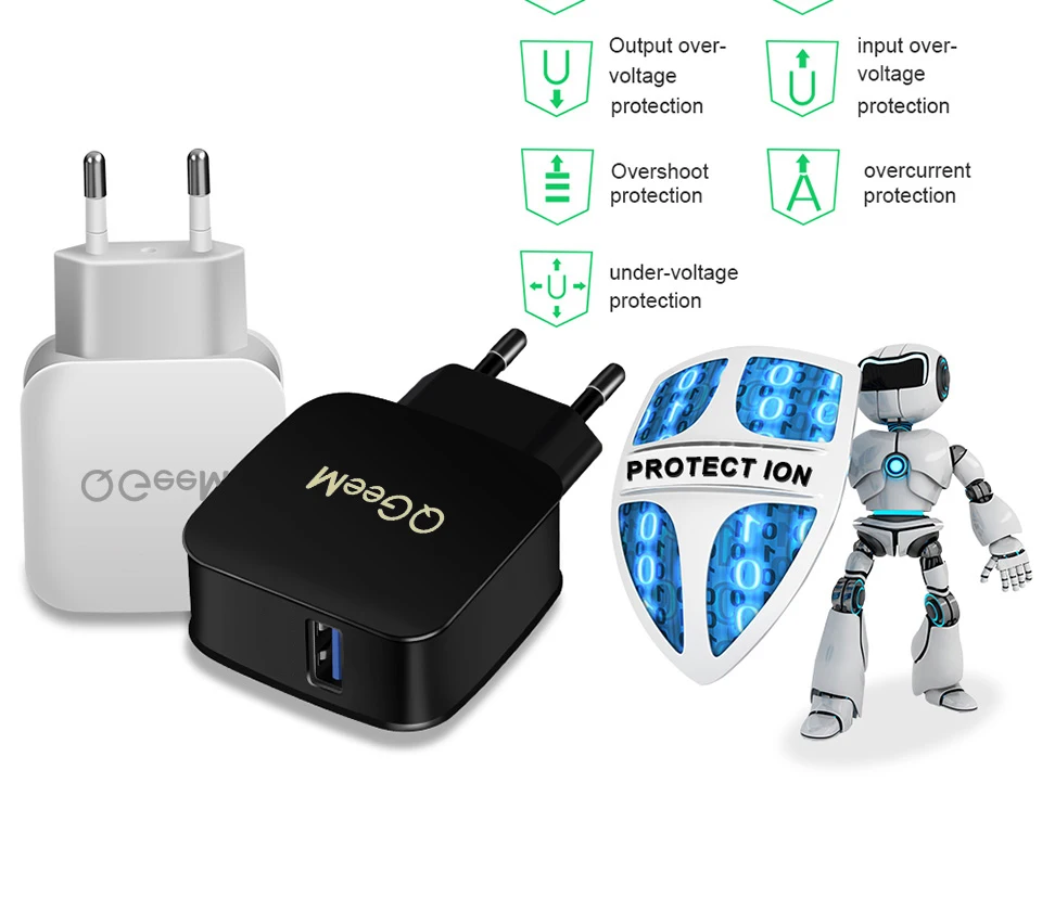 QGEEM QC 3,0 USB зарядное устройство Quick Charge 3,0 зарядное устройство для телефона для iPhone EU US Plug 12 В адаптер быстрое зарядное устройство для huawei samsung Xiaomi