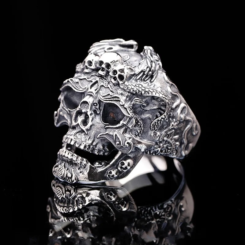 Кольца с черепом дракона для мотоцикла вечерние кольца в стиле панк на палец