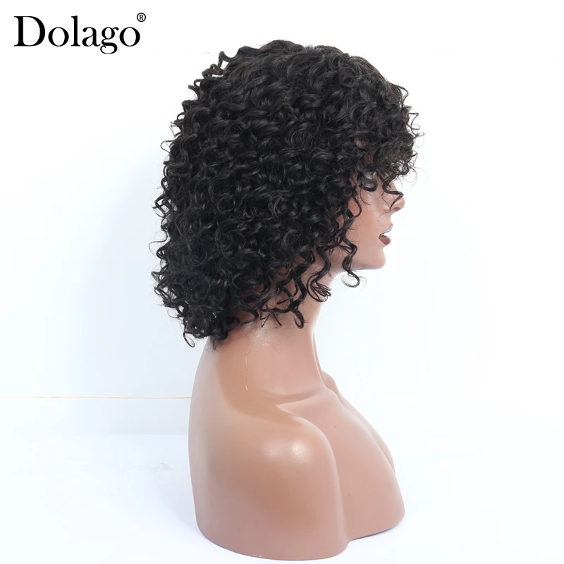 Deep Curly Human Hair Wigs Short Bob Wig Full Machine Made With Bangs Fashion Style 150% Density For Women Natural Color |