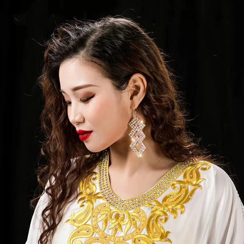 Lady's Belly Dance Jewelry Shine Rhinestone Earrrings Bing Bling Performance Costume Accessory Women Jewelery New Arrival |
