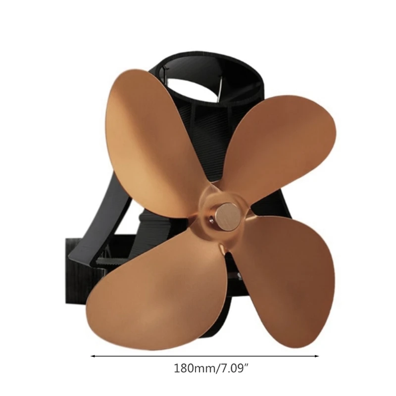 

Wall Mounted Heat Self-Powered Fireplace Stove Fan Quiet 4 Blades Aluminum Efficiently Warm Large Room Wood Log Burner
