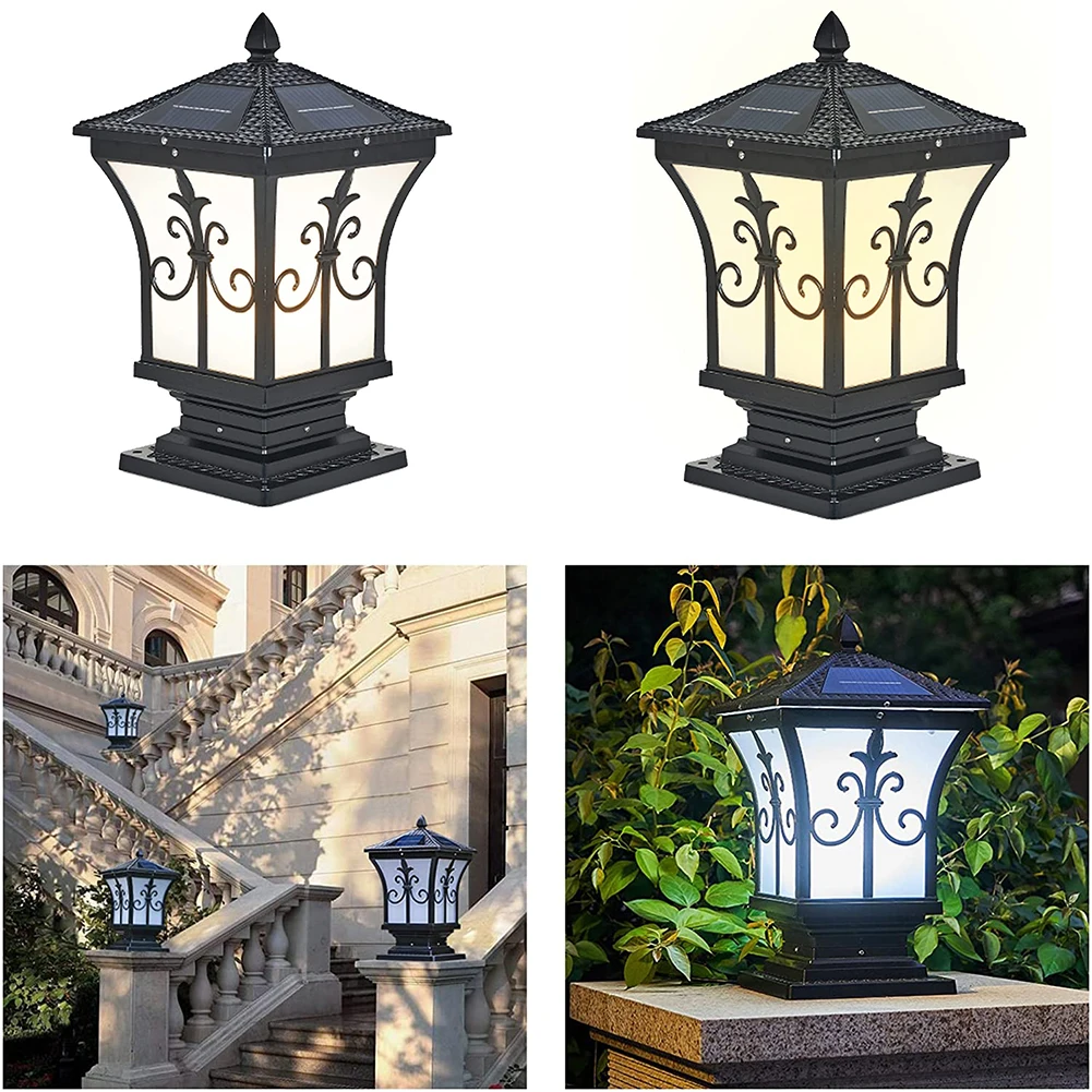 

LED Solar Retro Lantern Pillar Light Outdoor Column Lamp Garden Fence Decor For Garden Fence Landscape Decoration Solar Light