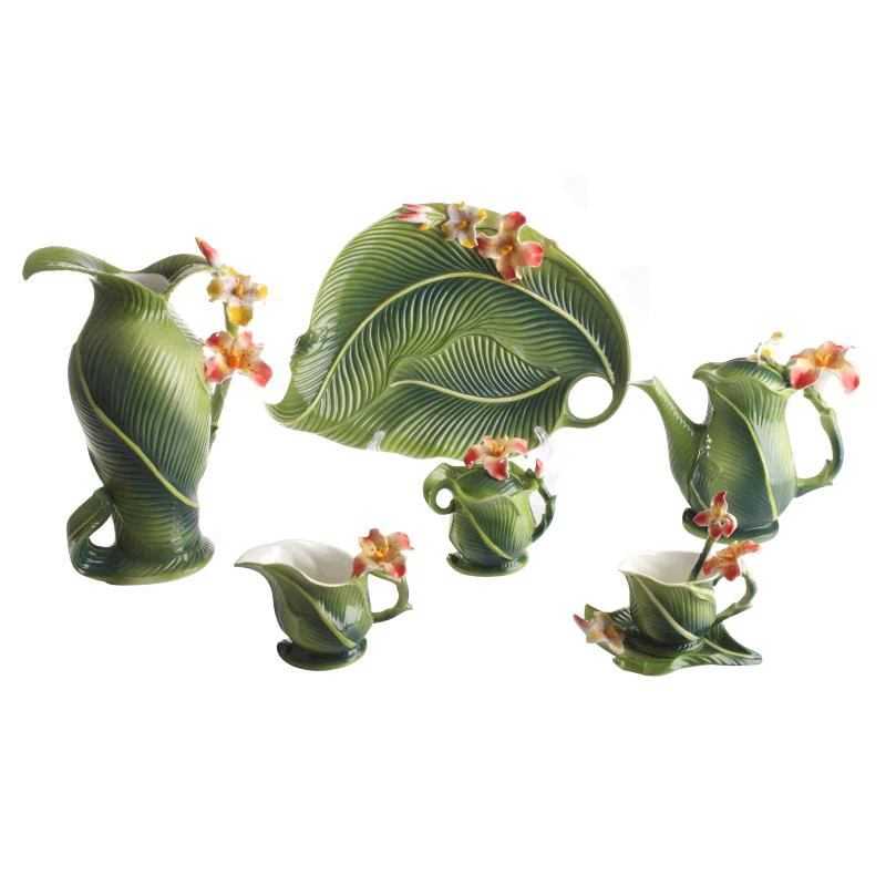 

Enamel ceramic coffee cup set European English Italian French afternoon tea coffee set plate pot Cup spoon vase sugar can milk c