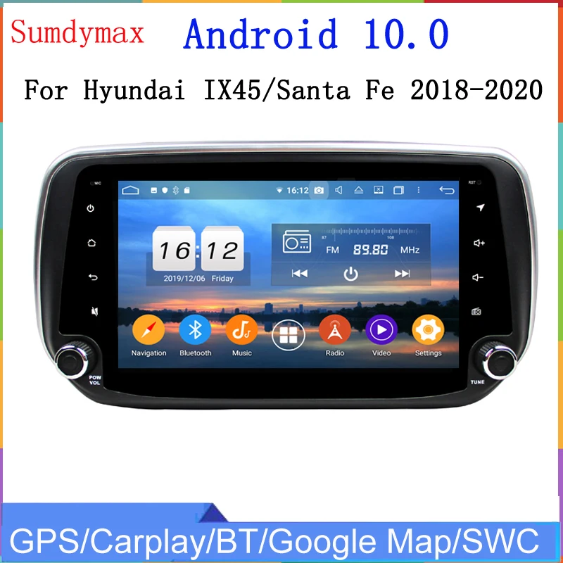 Автомобильный мультимедийный плеер 4 + 128G android10 для hyundai IX45 Santa Fe 2018-2020 gps навигация