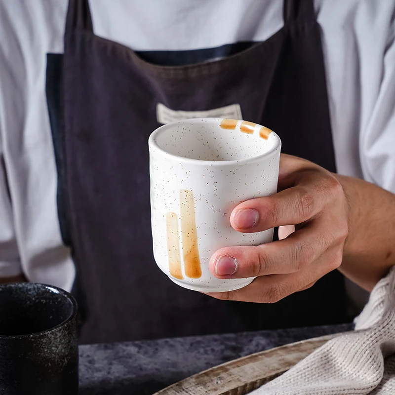 

Japan Style Ceramics Coffee Cup Coarse Pottery Tea Cup Hotel Drinkware Restaurant Tea Set Tableware Small Juice Handy Water Cups