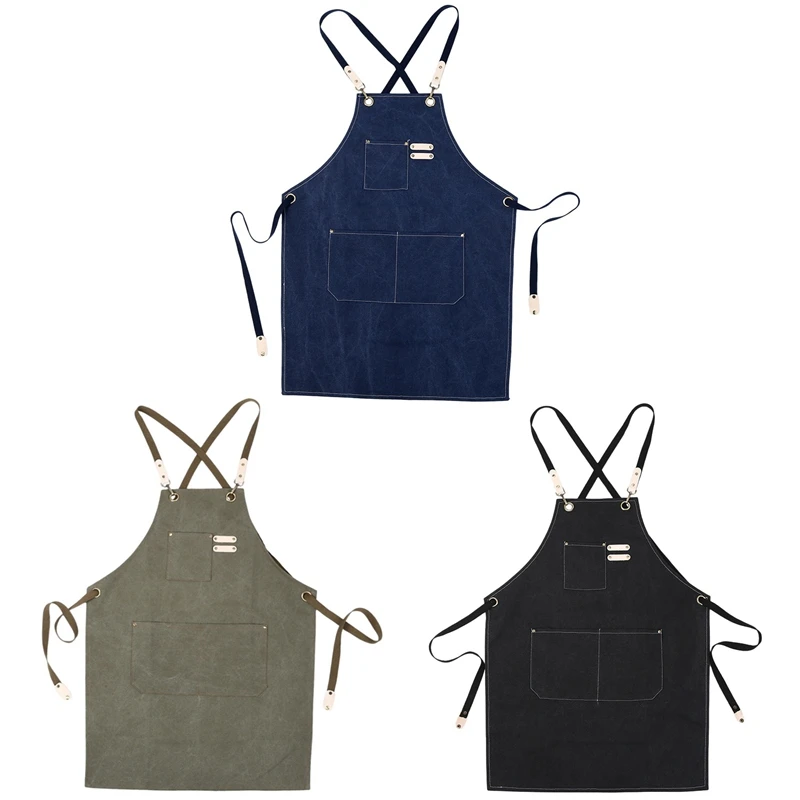 

Denim Canvas Wear Apron / Painting / Hairdressing / Barista Restaurant Apron Anti-Dirty Overalls