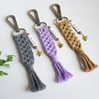 pack of 3 macrame healing crystal flower love letter bead keychain bag charm fringe tassel wristlet keyringskey chain